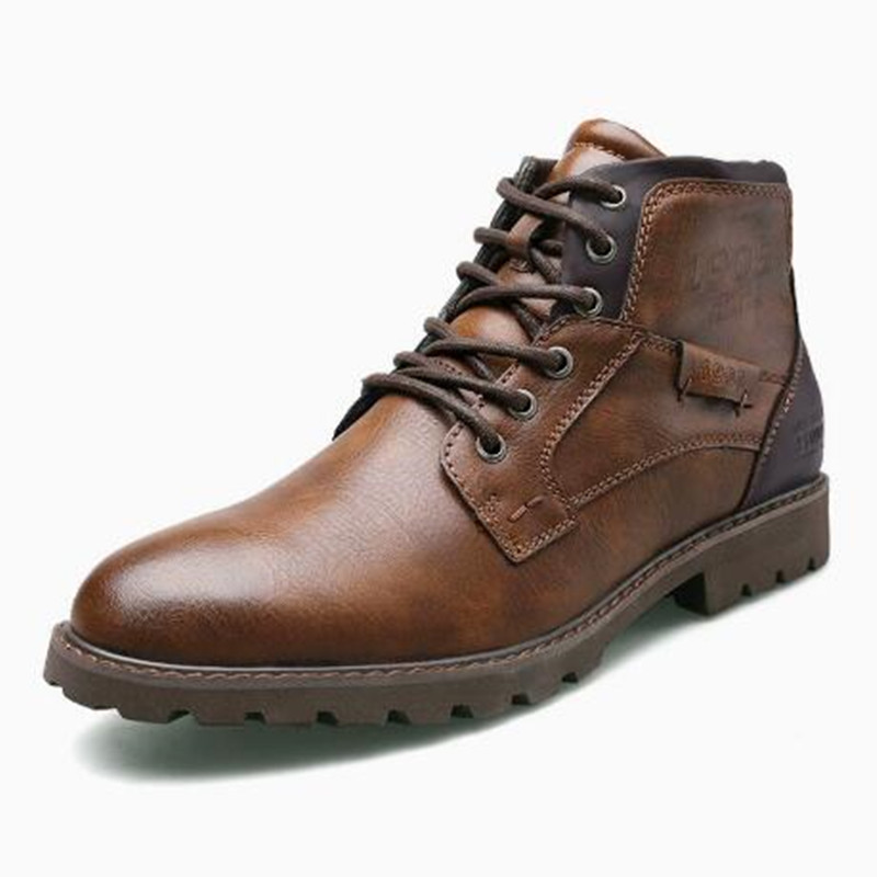 Crossfit Outdoor - Leather Men Ankle Boots Plus Size