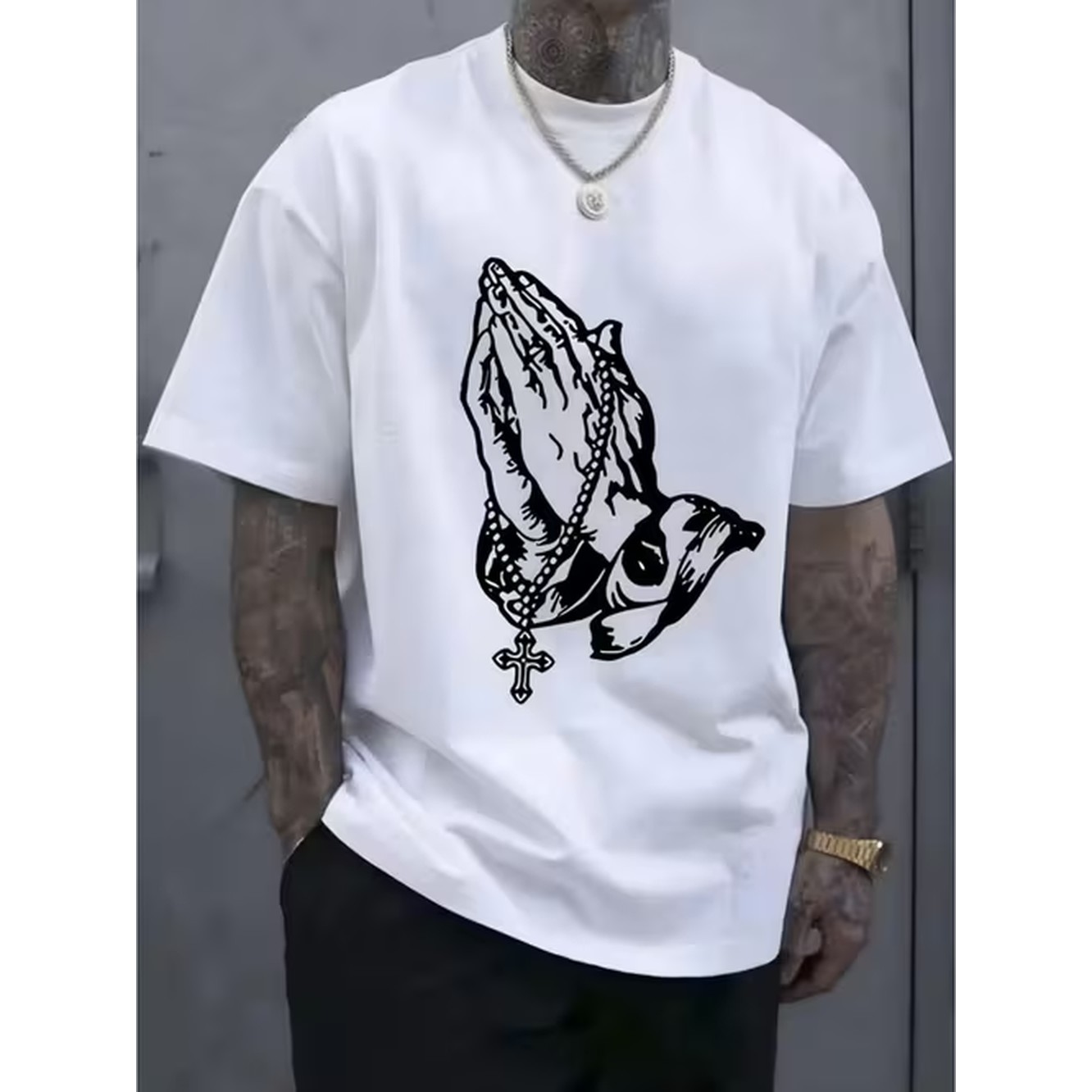 Crossfit Gym - Mens Prayer Hands Cross Graphic T